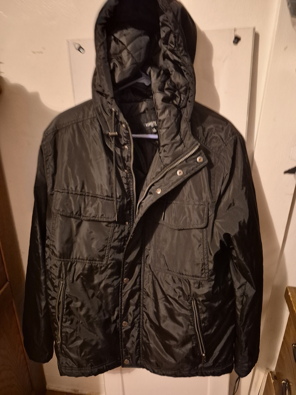 Kenneth Cole Black Hooded Puffer Jacket